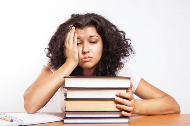 student overwhelmed with studying