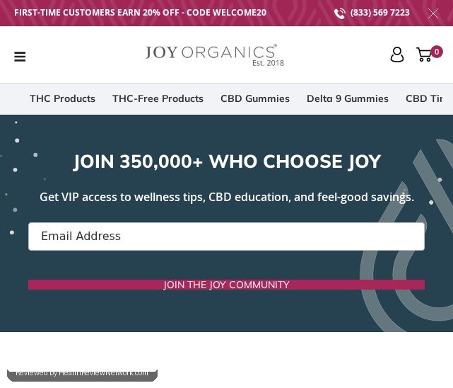Joy Organics Cbd Review - Screenshot of website