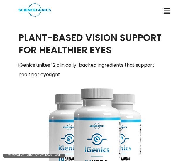 Igenics Vision Support Wellbeing Review - Screenshot of website