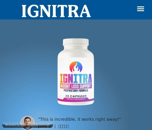 Ignitra Weight Loss Review - Screenshot of website
