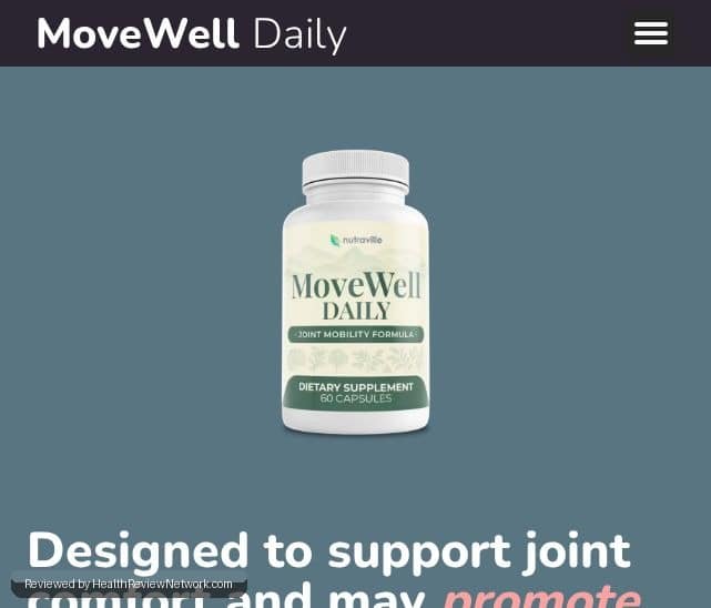 Movewell Daily Joint Relief Mobility Review - Screenshot of website
