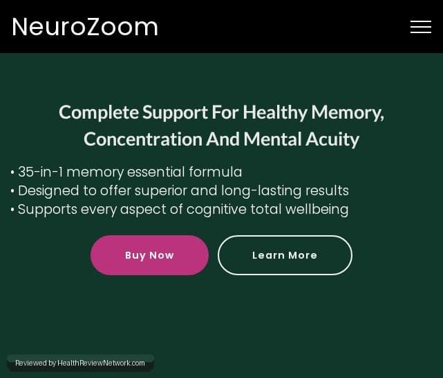 Neurozoom Brain Brain Review - Screenshot of website
